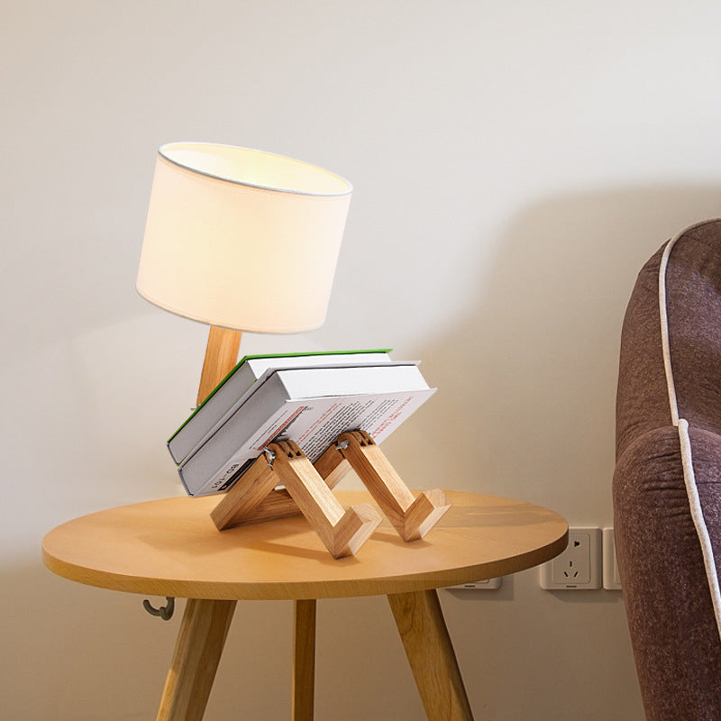 Desk Lamp Creative Bedroom Desk Lamp Wooden Bedside Simple Nordic Modern Gift Cloth Goods Solid Wood Led