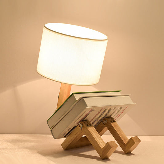 Desk Lamp Creative Bedroom Desk Lamp Wooden Bedside Simple Nordic Modern Gift Cloth Goods Solid Wood Led