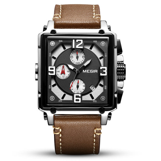 Retro fashion square multifunctional quartz watch