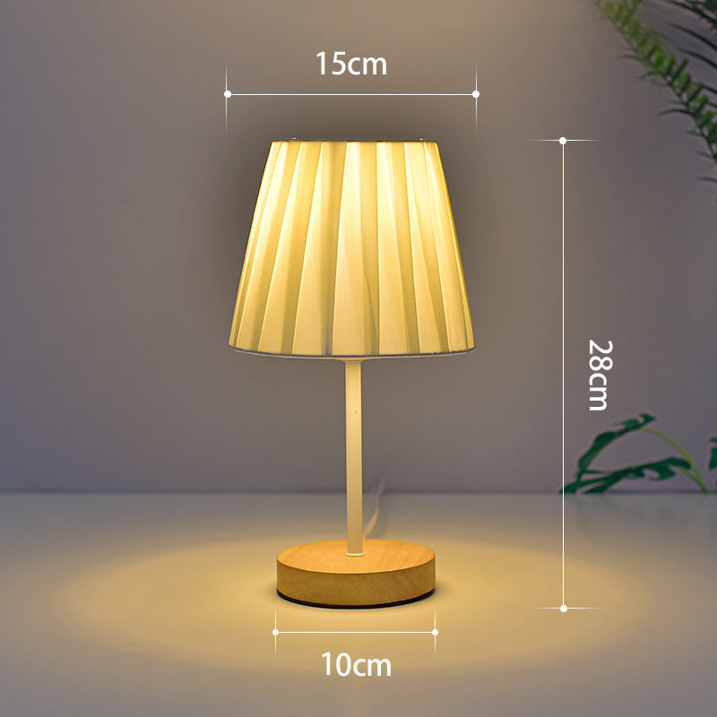 Solid Wood Fabric Decorative Table Lamp Bedroom