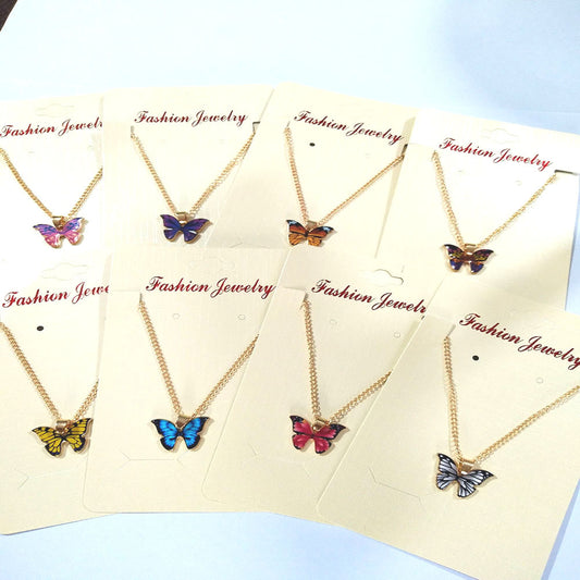 Alloy Drop Oil Butterfly Pendant Necklace