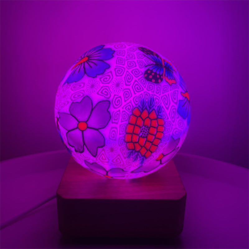 Glass Ball Lamp USB Plug In LED Colorful Dimming Soft Ceramic Glass Decorative Lamp