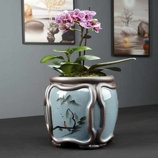 Simplified Chinese Style Celadon Flower Pot