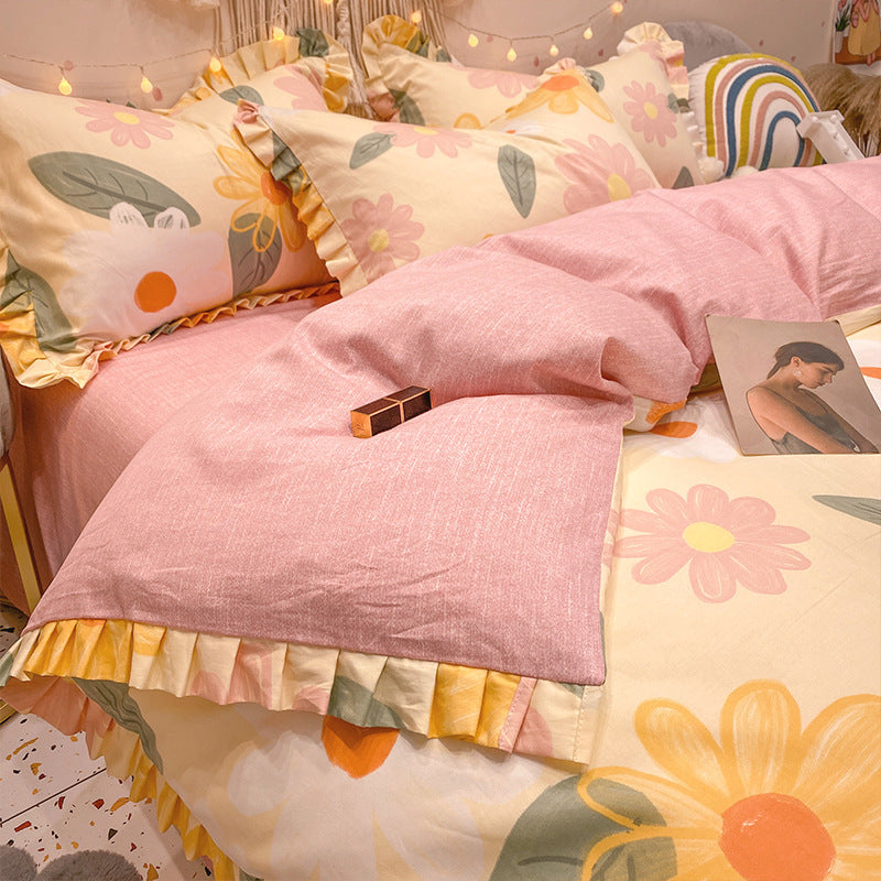 Four-piece Cotton Bedding Summer Princess Style Sheets