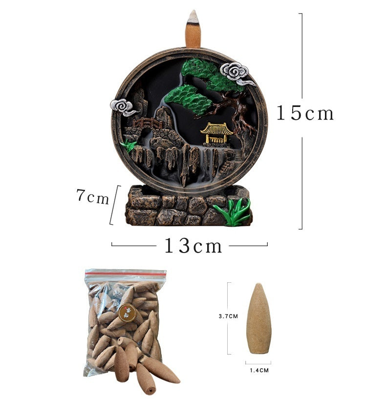 Retro Backflow Incense Burner Entrance Decoration Home Resin