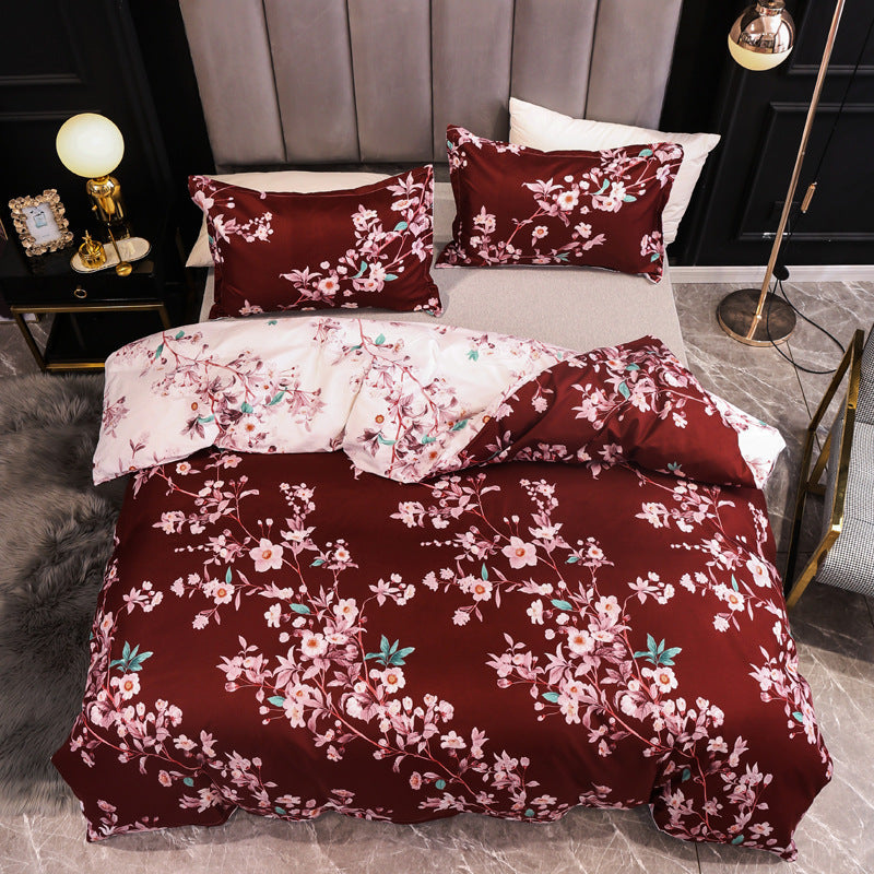 Three-piece Bedding Set, Plain Quilt Cover, Pillowcase, Four-piece Set Without Bed Linen