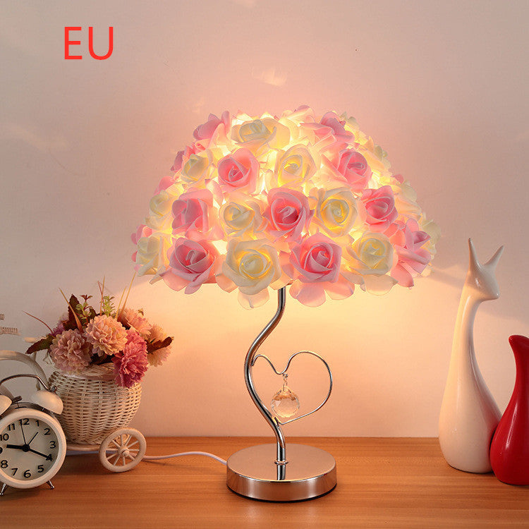 Wedding Decoration Lamp 220V Valentine's Day Gift Marriage Bedroom Bedside Desk Lamp Creative Roses Flower Light