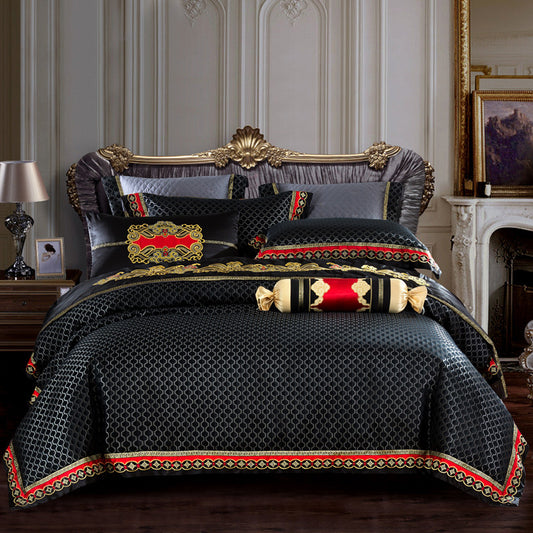Four-piece embroidered jacquard bed sheet