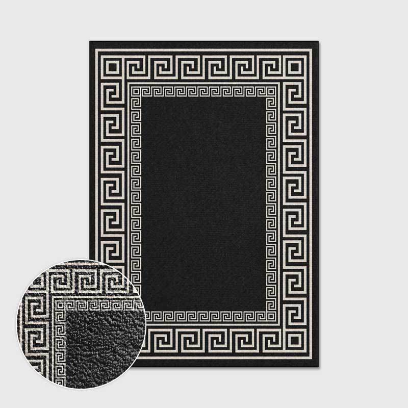 Geometric Black And White FrameLloop Velvet Bedroom Living Room Corridor Door Carpet