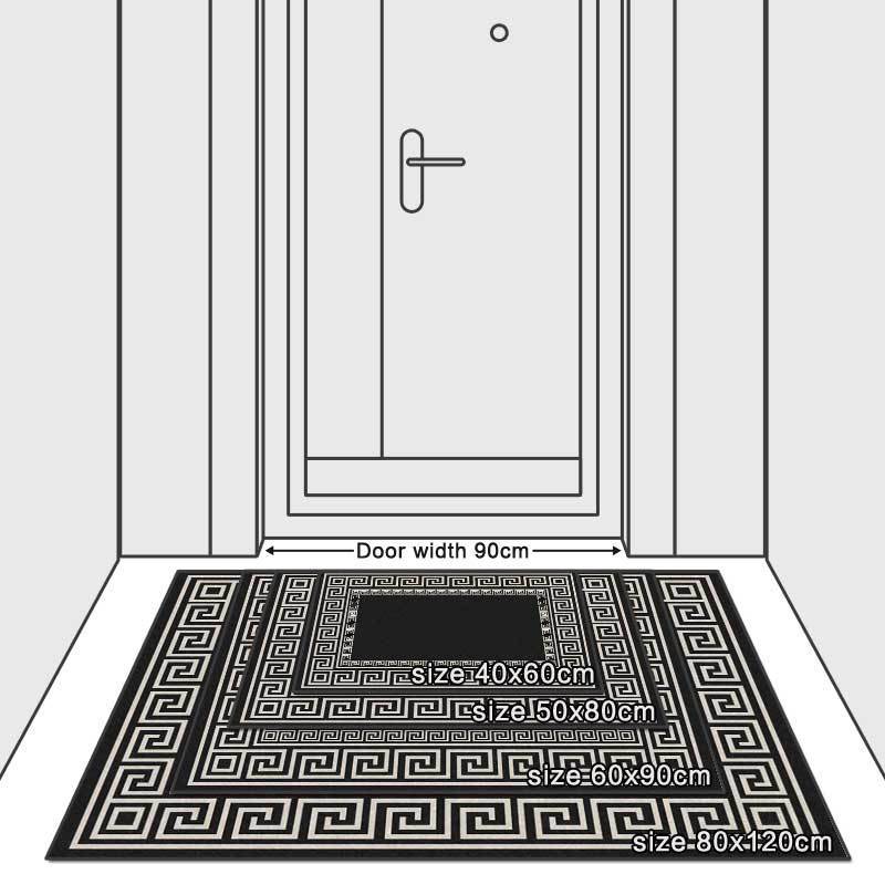 Geometric Black And White FrameLloop Velvet Bedroom Living Room Corridor Door Carpet