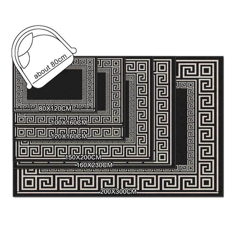 Geometric Black And White FrameLloop Velvet Bedroom Living Room Corridor Door Carpet