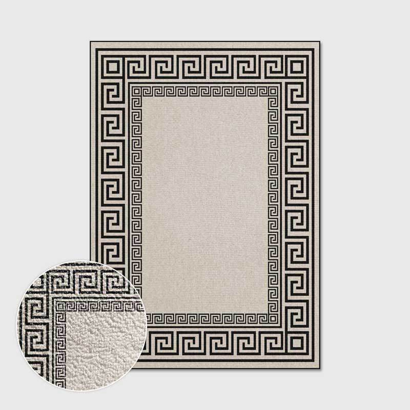 Geometric Black And White FrameLloop Velvet Bedroom Living Room Corridor Door Carpet