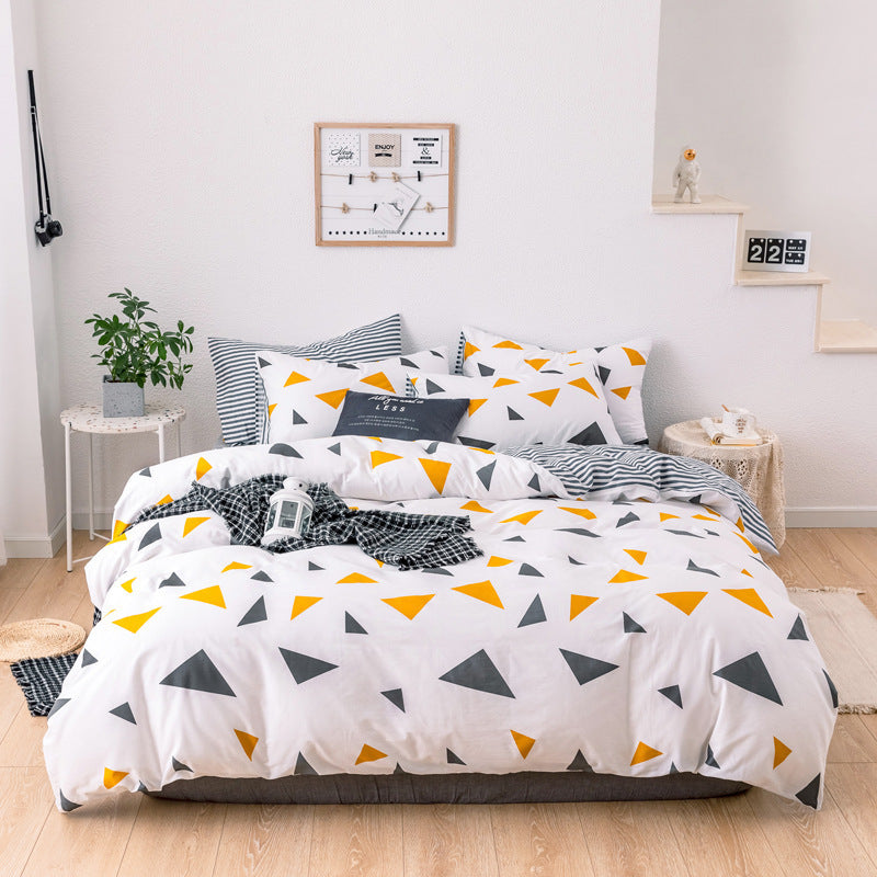 Autumn And Winter Bedding Four-Piece Cotton 1.8M Bed Quilt Cover Sheet 1.2M Cotton Student