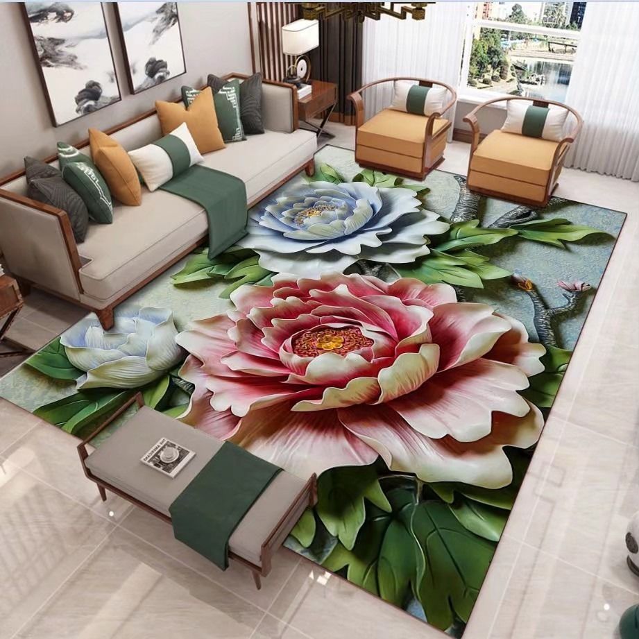 Floral Printing And Dyeing Carpet Floor Mats Living Rroom Coffee Table Sofa Carpet