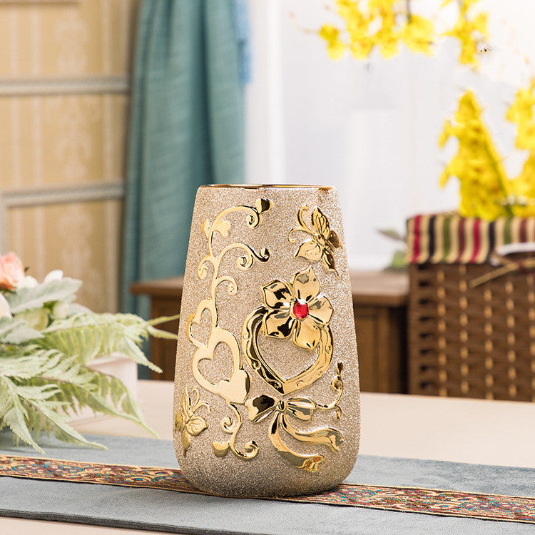 Ceramic Vase Electroplating Gold European Style Home Living Room Decoration