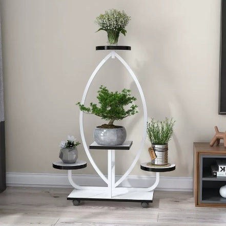 Iron Art Indoor Decorative Shelf Living Room Floor Balcony With Wheel Ornaments