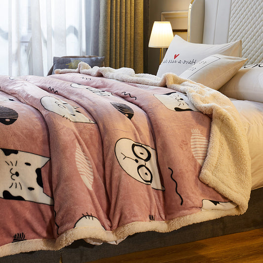 Double-layer thick lamb velvet quilt