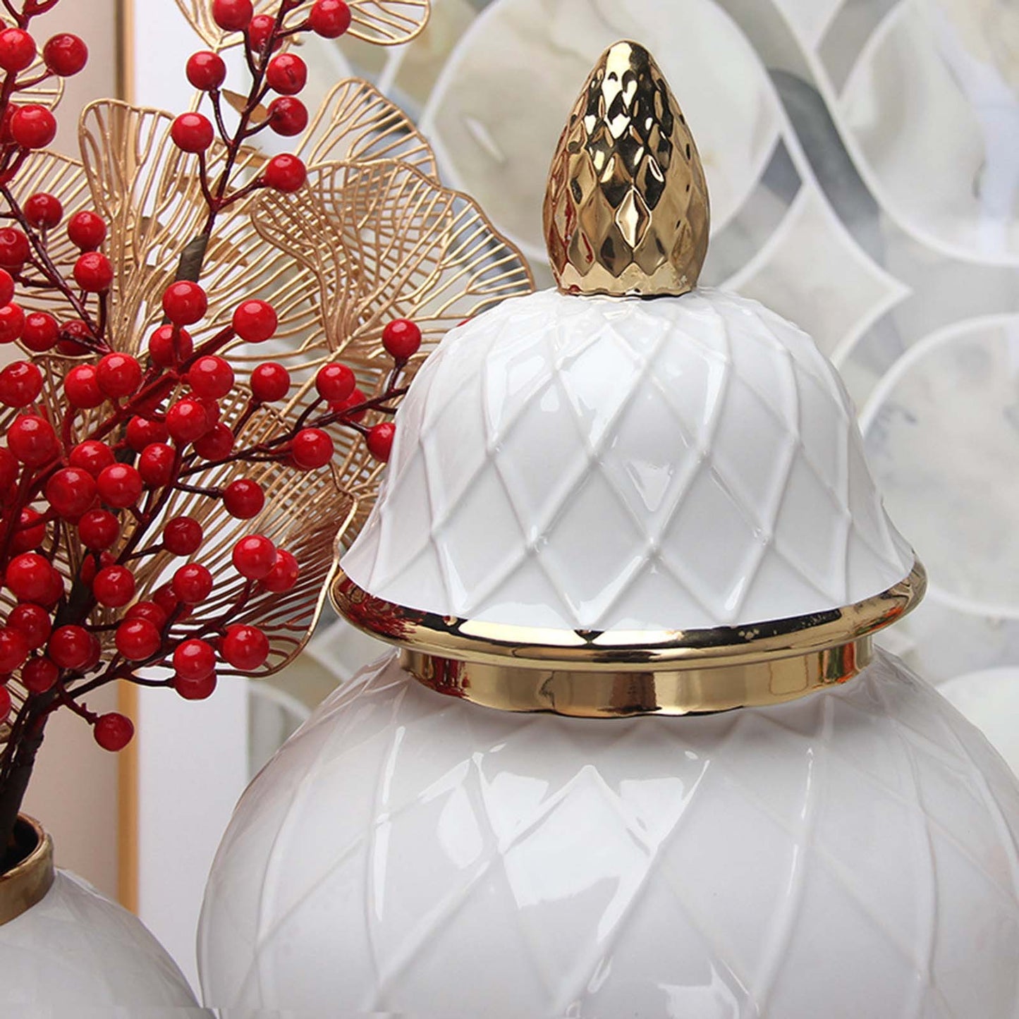 Light Luxury Ceramic Gold Vase Ornaments