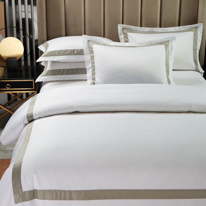 Pure Cotton White Jet Satin Suite Bed Pure Cotton High-end Hotel Comfort Four Suite