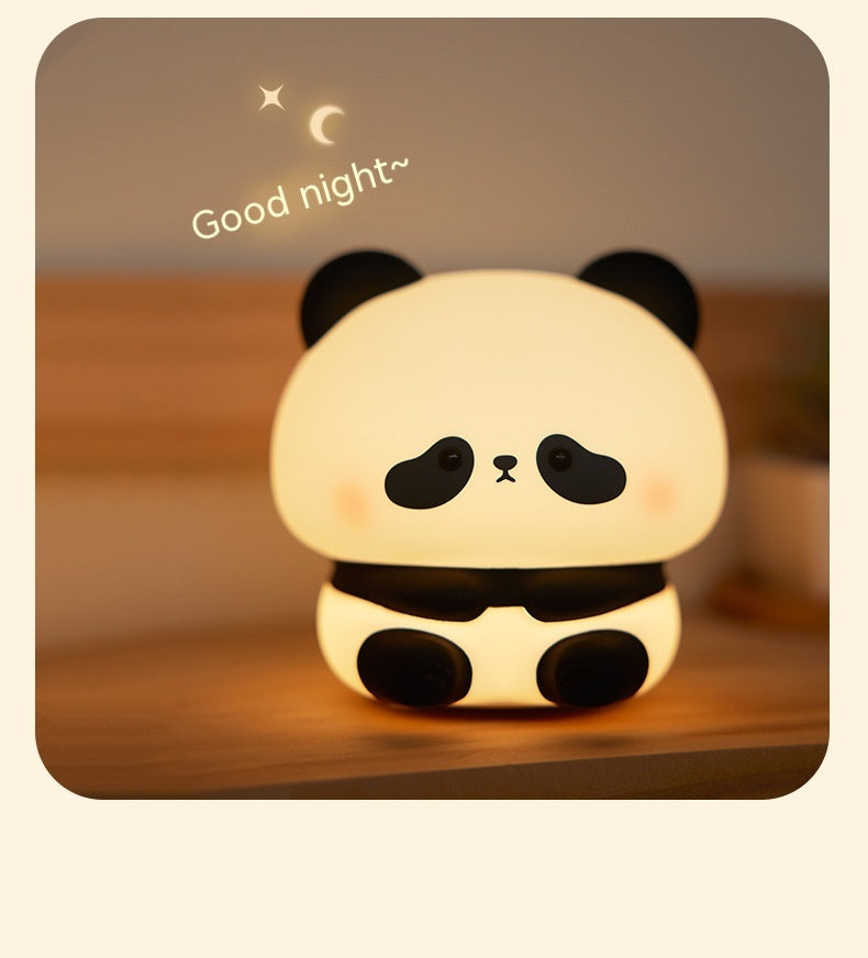 Panda LED Night Light Cute Silicone Night Light USB Rechargeable Touch Night Lamp Bedroom Timing Lamp Decoration Children's Gift Home Decor