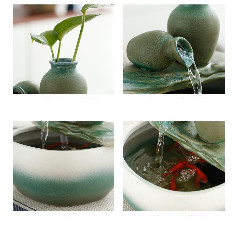 Small Ceramic Flowing Water Lucky Ornament Home Furnishing