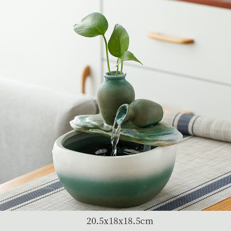 Small Ceramic Flowing Water Lucky Ornament Home Furnishing