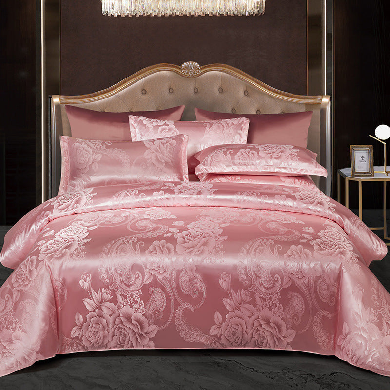 European Light Luxury Wedding Satin Jacquard Four-piece Set