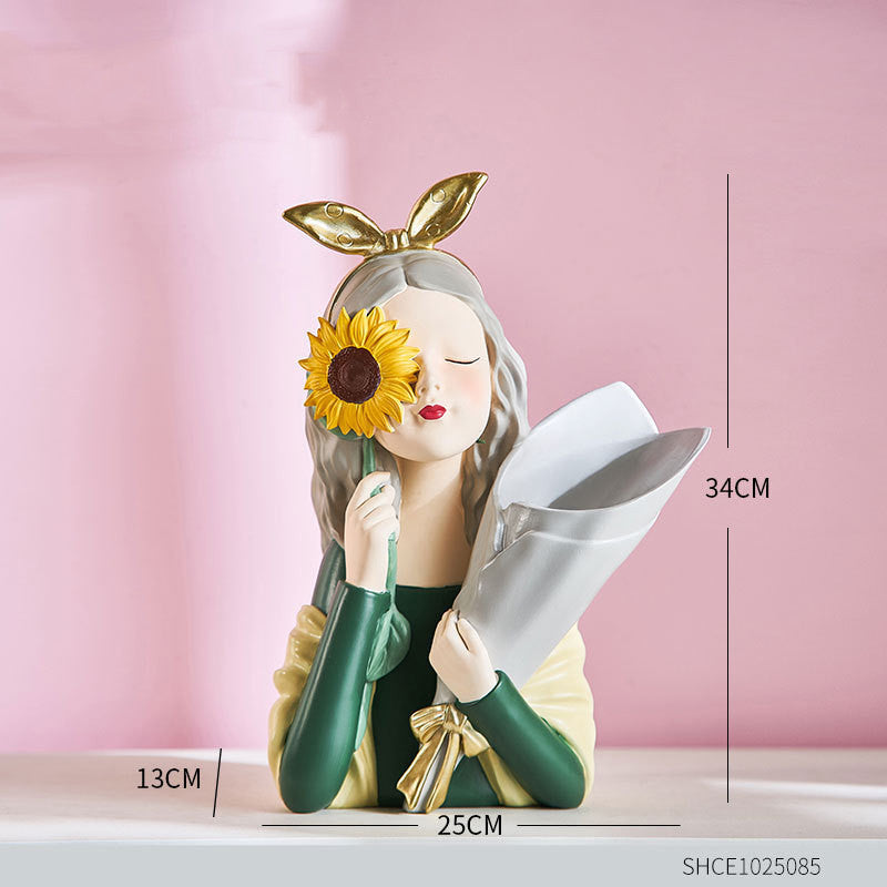 Home Decor Girl Figurine Resin Sculpture Abstract Art Room Decor Nordic Decoration Home Living Room Decoration Accessories Gifts