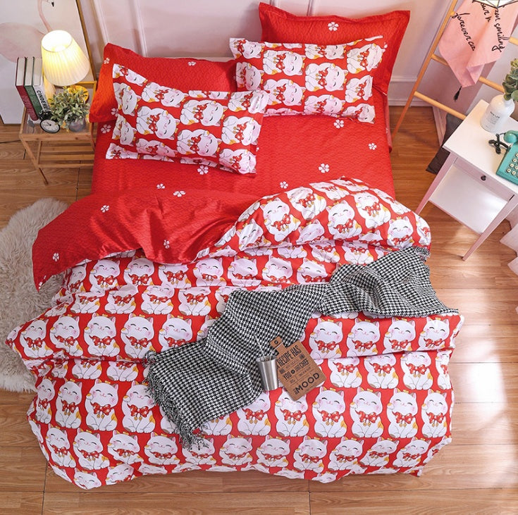 Simple card ventilation three-piece bedding