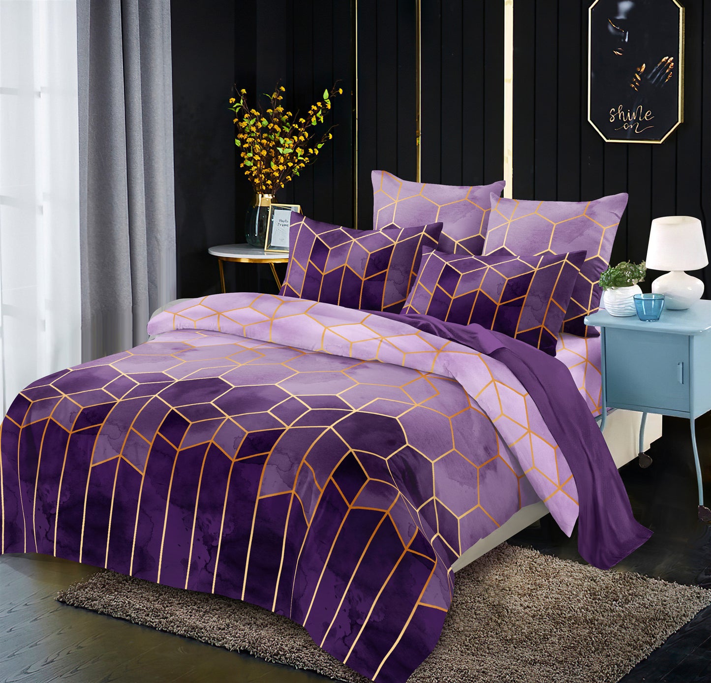 Gilt Line Geometric Elements Quilt Cover Set Bedding