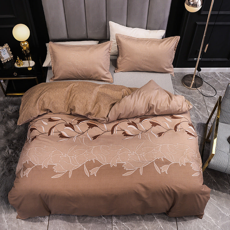 Three-piece Bedding Set, Plain Quilt Cover, Pillowcase, Four-piece Set Without Bed Linen