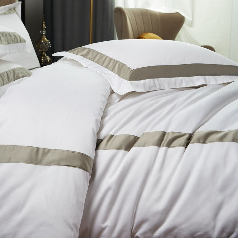 Pure Cotton White Jet Satin Suite Bed Pure Cotton High-end Hotel Comfort Four Suite