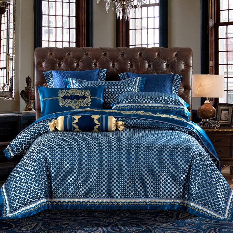 Four-piece embroidered jacquard bed sheet