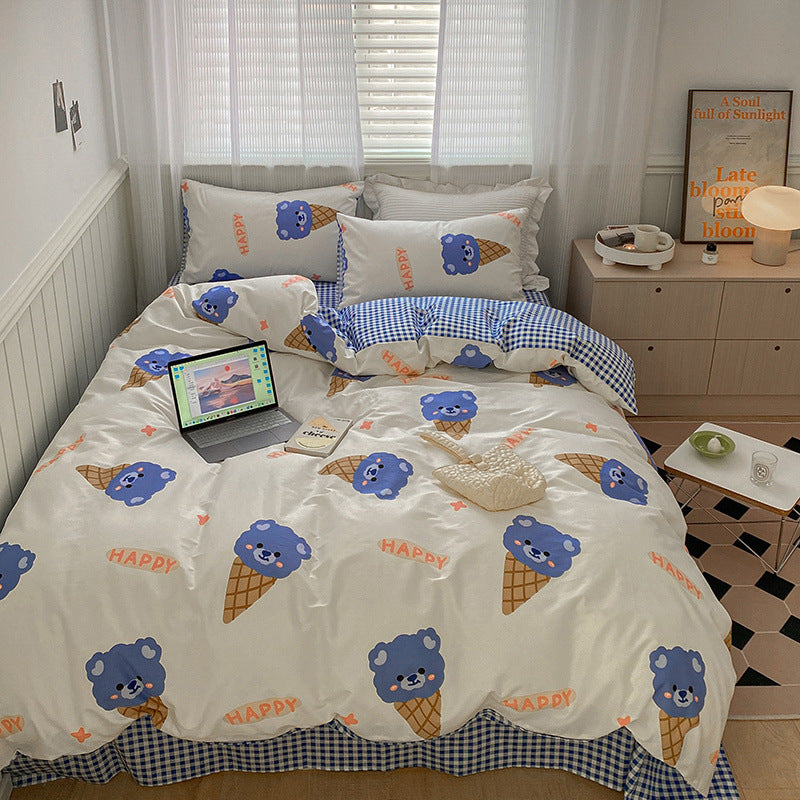 Home Fashion Four Piece Cotton Bed Sheet