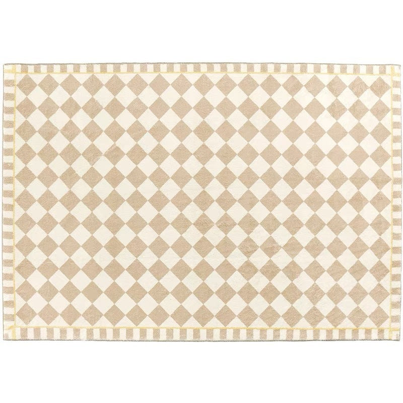 French Medieval Living Room Checkerboard Rug