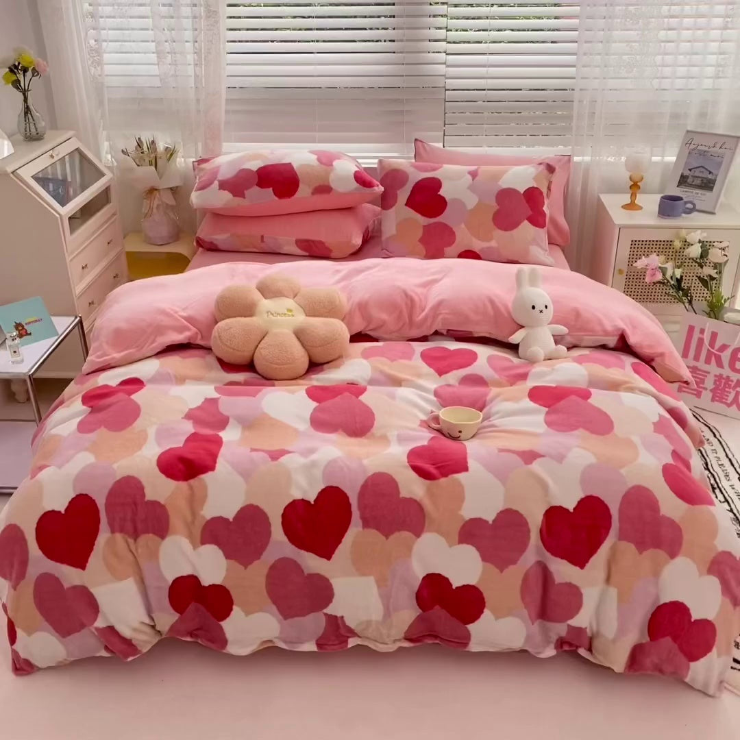 Milk Velvet Girl Plush Thickened Bed Sheet