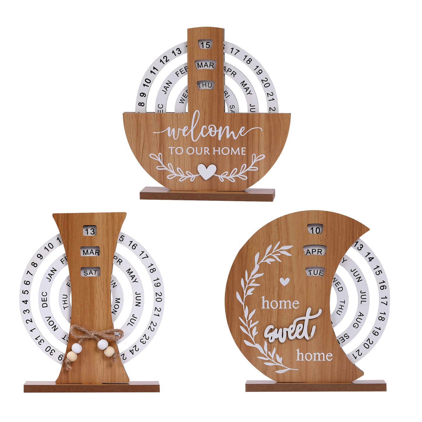 Wooden Creative Calendar Perpetual Calendar Home Decoration Office Desk Decoration Manual Rotation