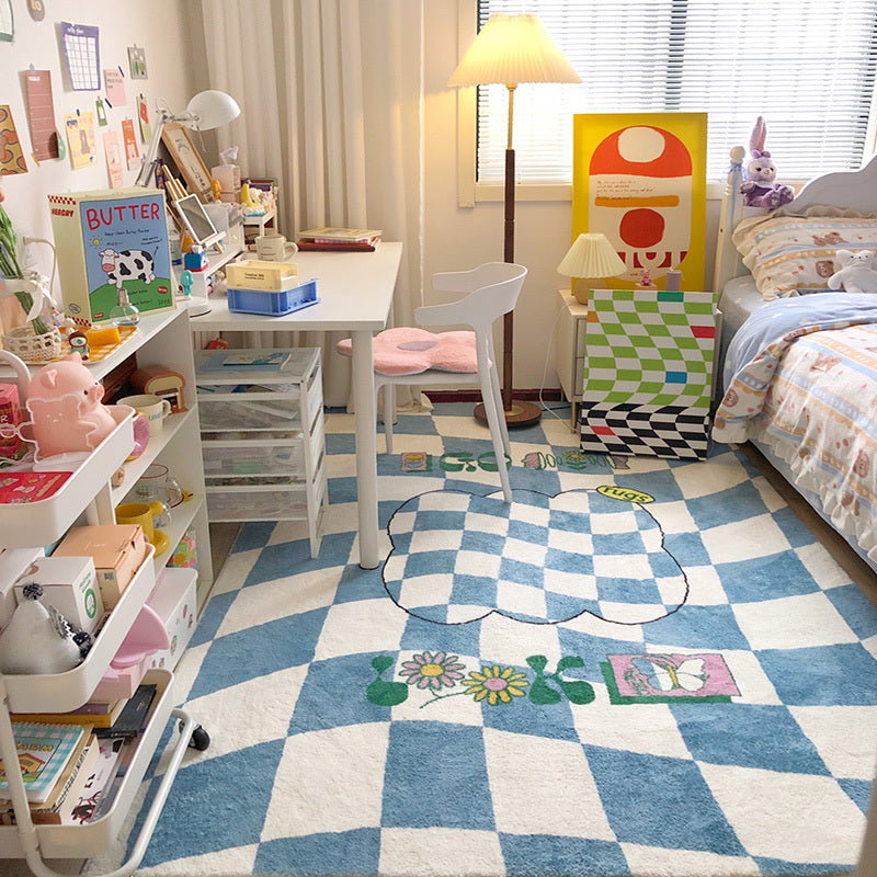 Living Room Bedroom Checkerboard Room Bedside Rug