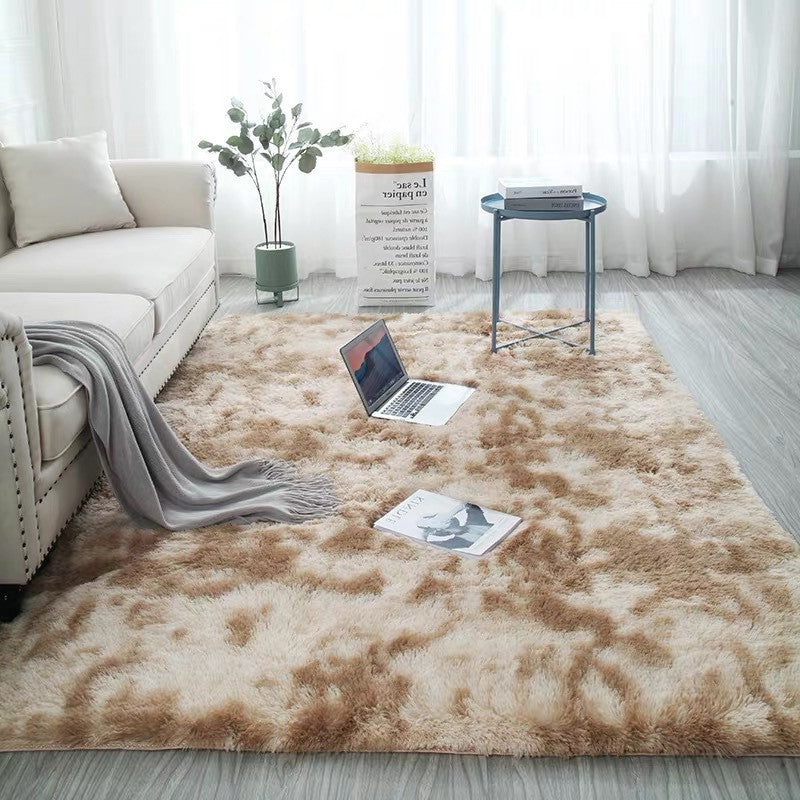 Ins Nordic Tie-dyed Gradient Carpet Home Living Room Bedroom Long Wool Washable Full Carpet