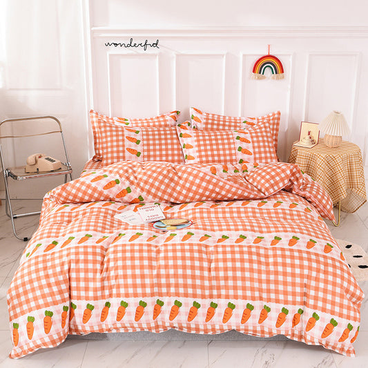 Skin-friendly Aloe Cotton Four-piece Spring And Summer Bed Sheet Quilt Cover