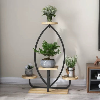 Iron Art Indoor Decorative Shelf Living Room Floor Balcony With Wheel Ornaments