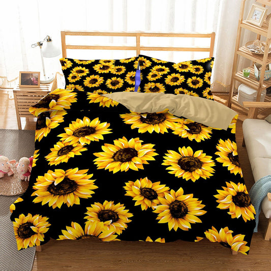 Three-piece Sunflower Quilt Cover Home Textile Bedding