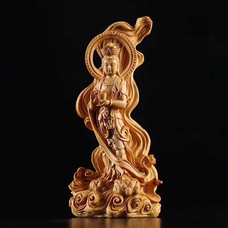 Thuja Crossing The Sea Guanyin Wood Carving Craft Gift Home Decoration