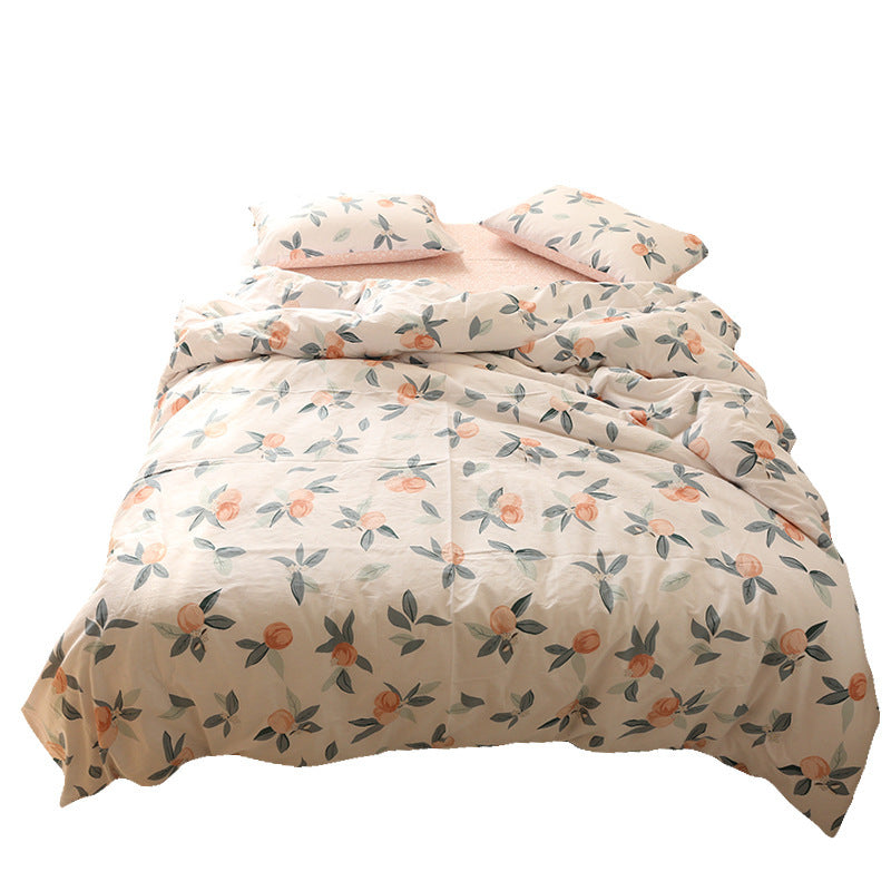 Four-piece Cotton Bed Linen Three-piece Floral Quilt Cover