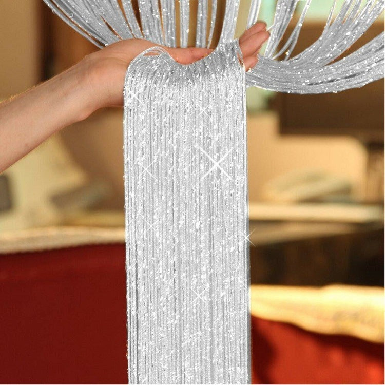 12 M High Door Curtain With Silver Silk Encryption Living Room Partition Rice Hanging Curtain Decoration