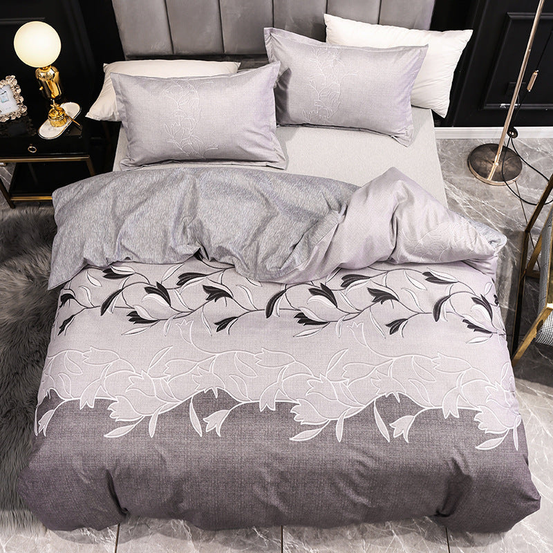 Three-piece Bedding Set, Plain Quilt Cover, Pillowcase, Four-piece Set Without Bed Linen