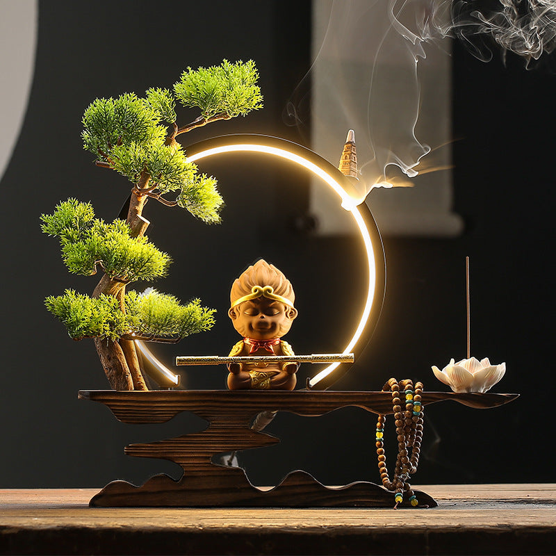 Zen Backflow Incense Burner The Monkey King Quest For The Sutra Decoration Living Room Entrance Office Decorations Home Incense Burner