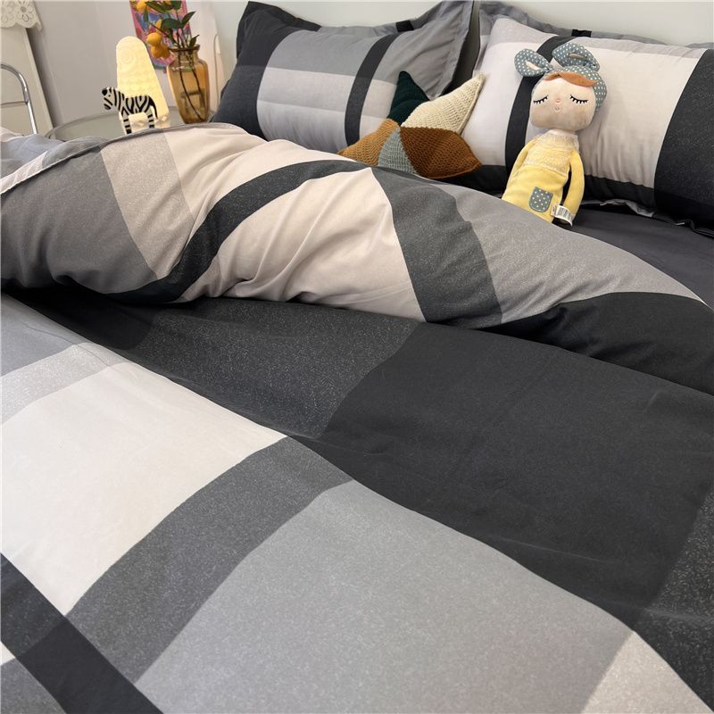 Ins Student Sheets Three-piece Four-piece Set Bedding Nordic Simple Wave Pattern Quilt Cover