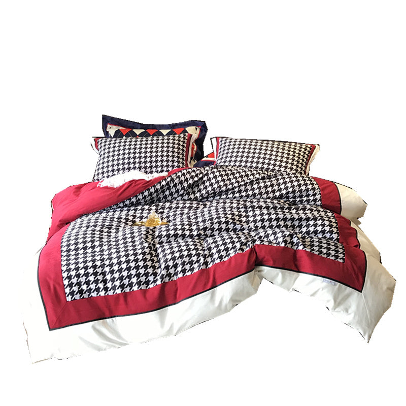 American Retro Cotton North Velvet Bedding Simple Houndstooth