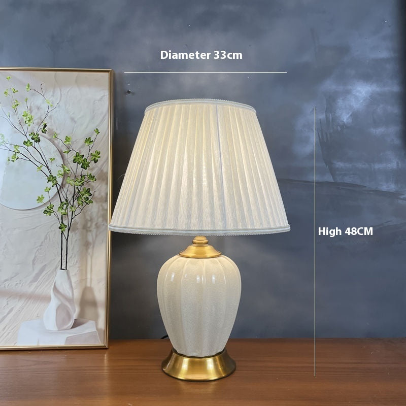 Bronze Ceramic Table Lamp Household Minimalist Decoration Bedside Lamp